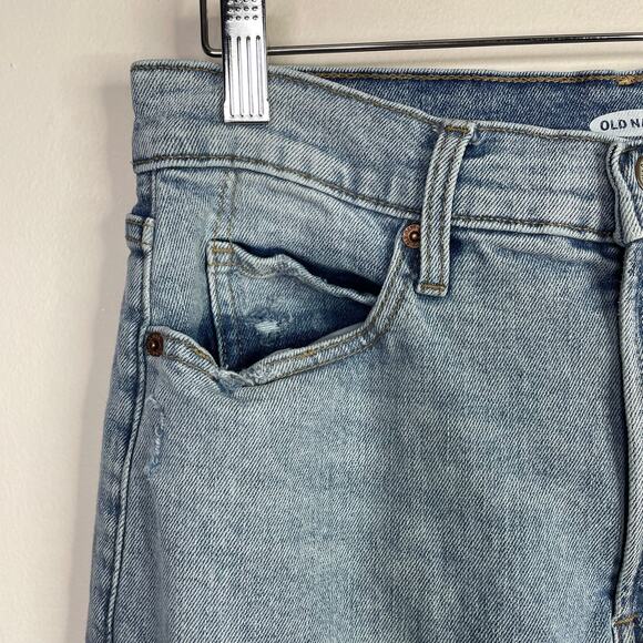 Old Navy Sky Hi Extra High Rise Straight Leg Raw Hem Ankle Stretch Jeans women 8 - Picture 5 of 16